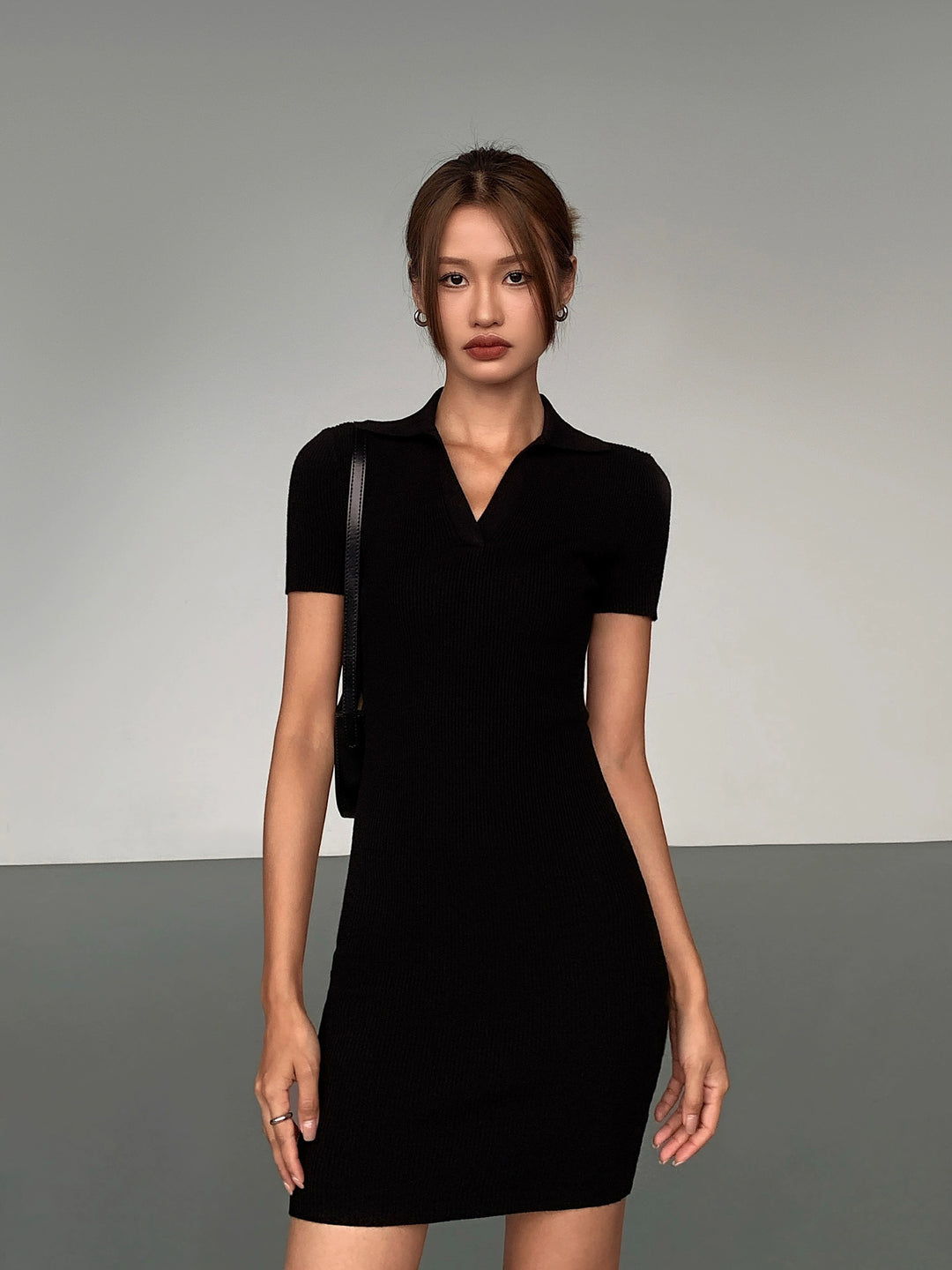 Sleek Allure Polo Knit Dress OUPD0246