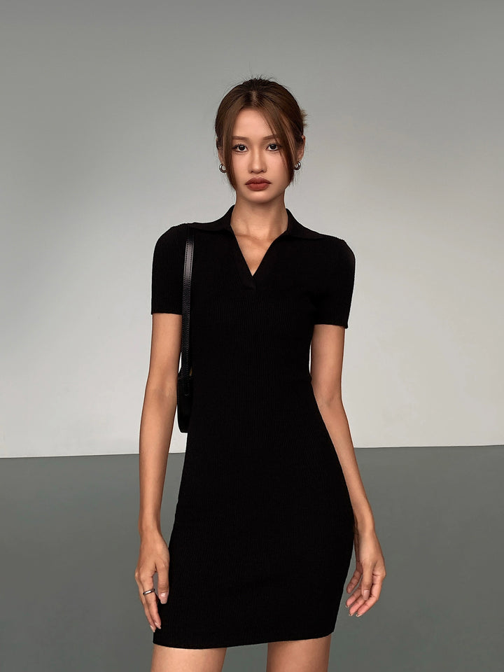 Sleek Allure Polo Knit Dress OUPD0246