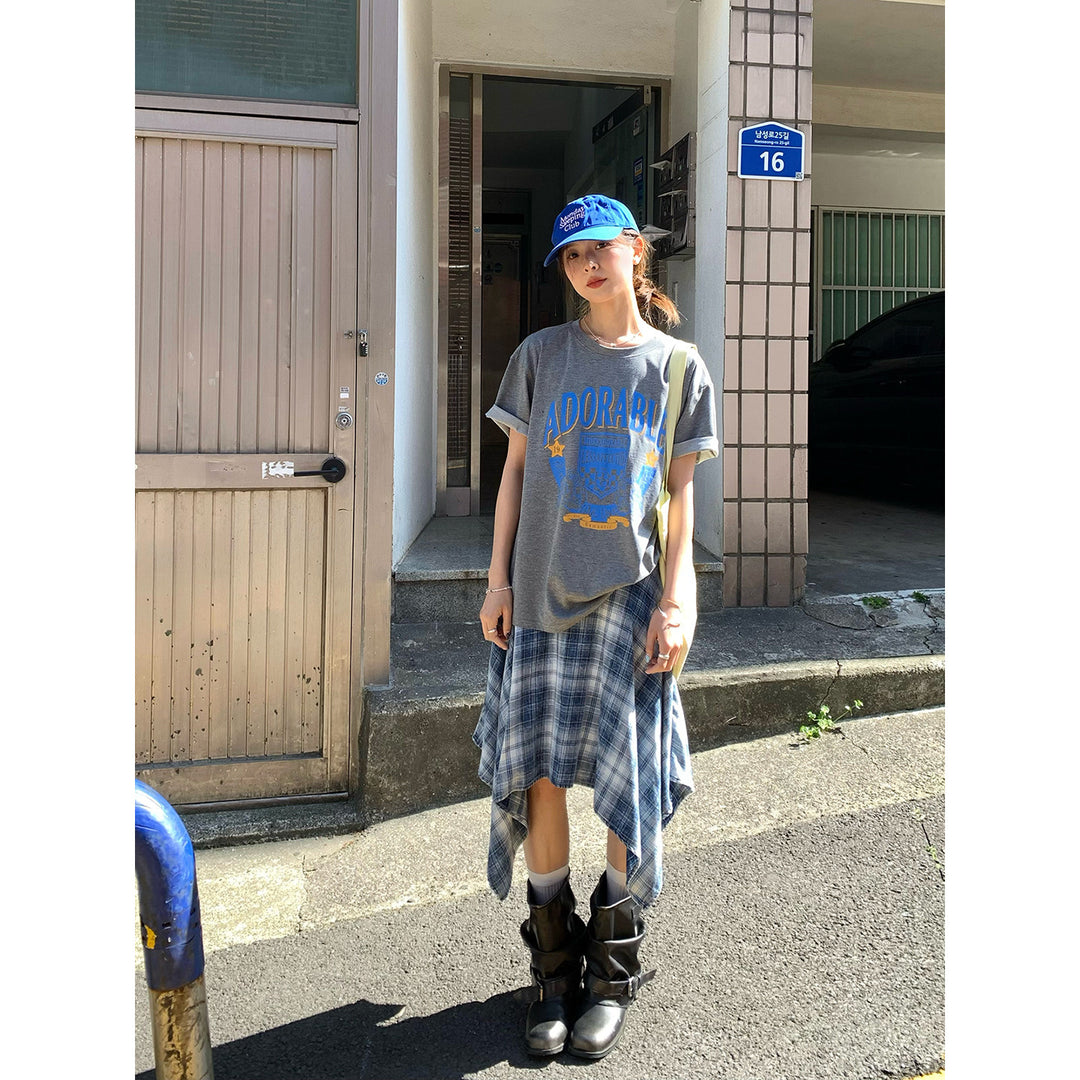 Vintage Asymmetry Check Skirt WSCS0336