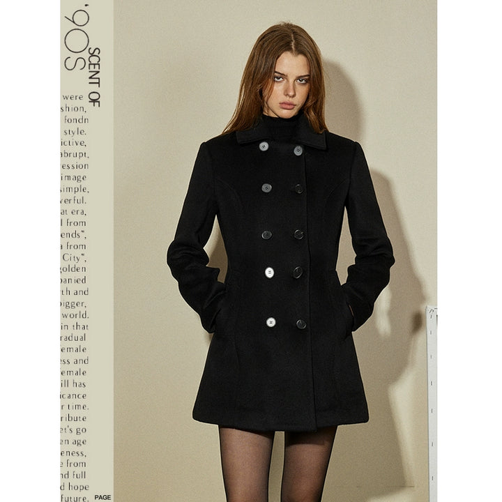 Classic Black Wool Tweed Coat SCTC0074