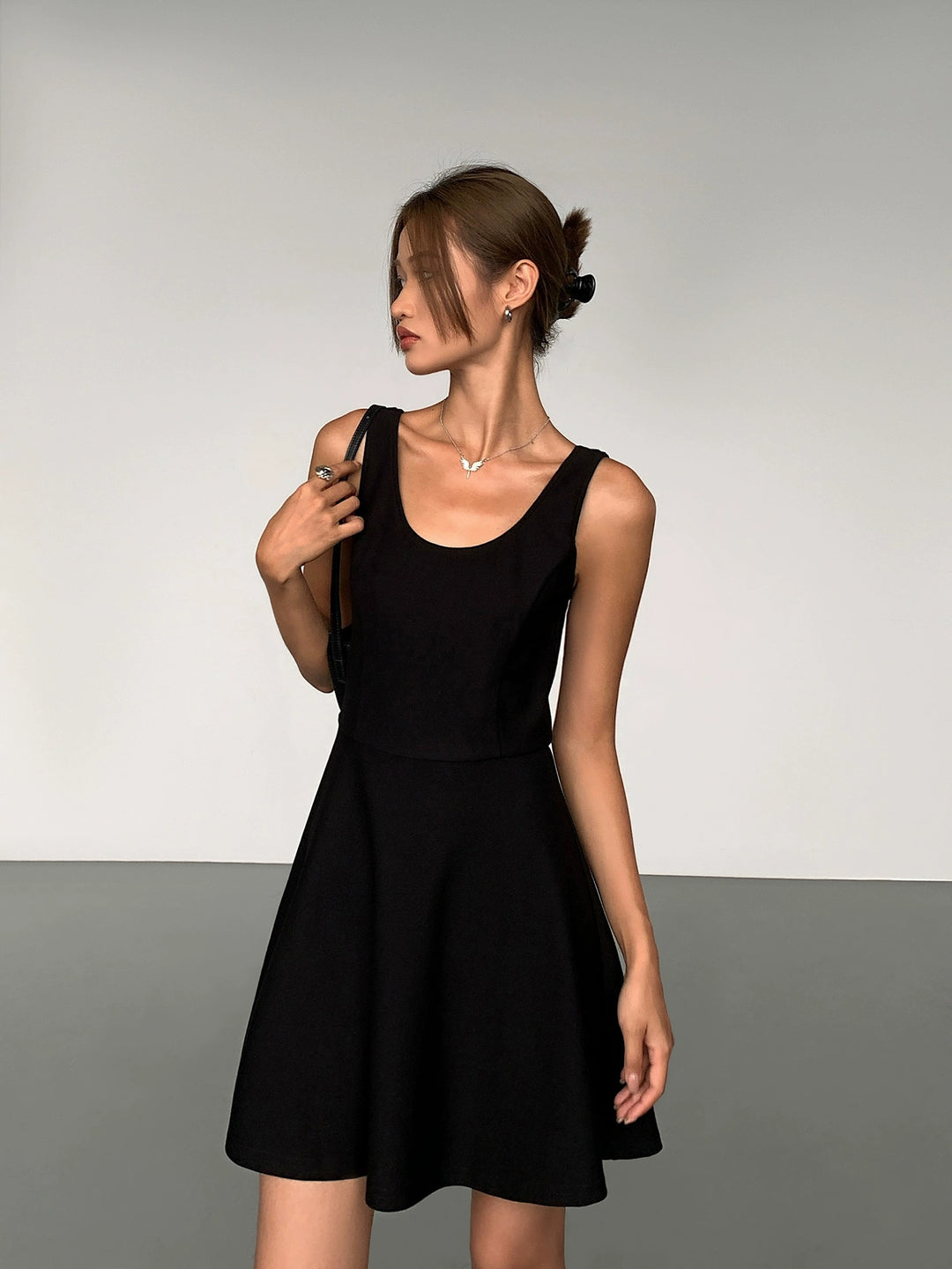 Back Swoon Knit Flare Dress OUFD0238