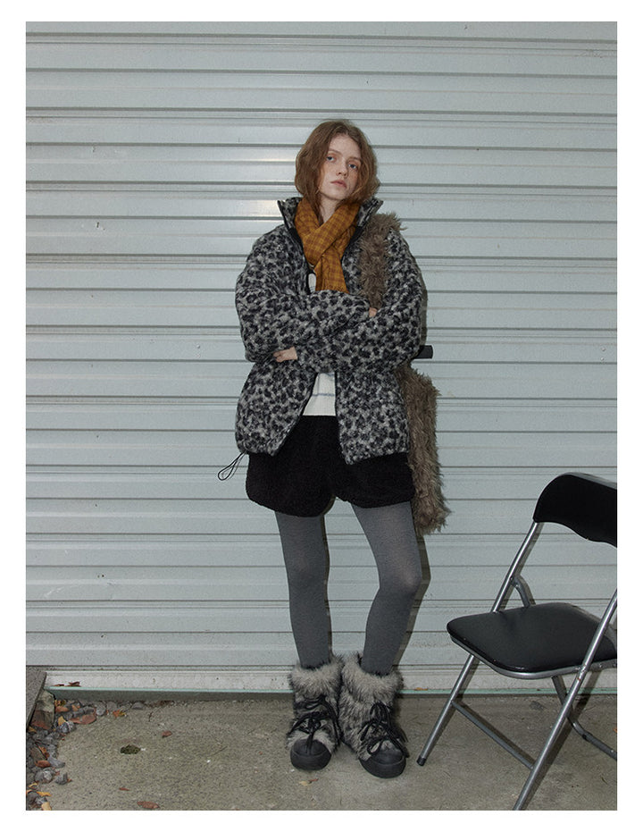 Leopard Pattern Woolen Jacket BMWJ0300