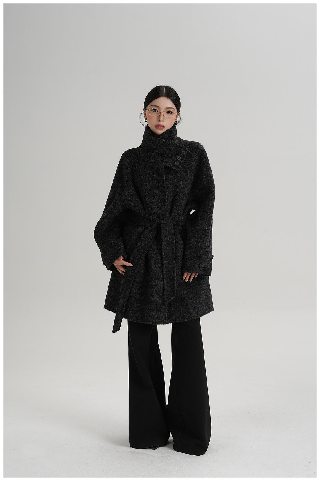 Softline Asymmetrical Wool Wrap Coat SRWC0319