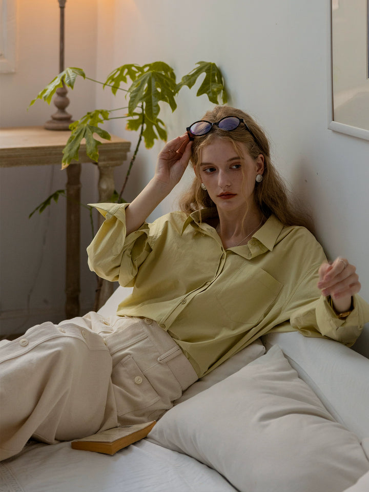 Vintage Cotton Oversized Button-Up Shirt DACS0108