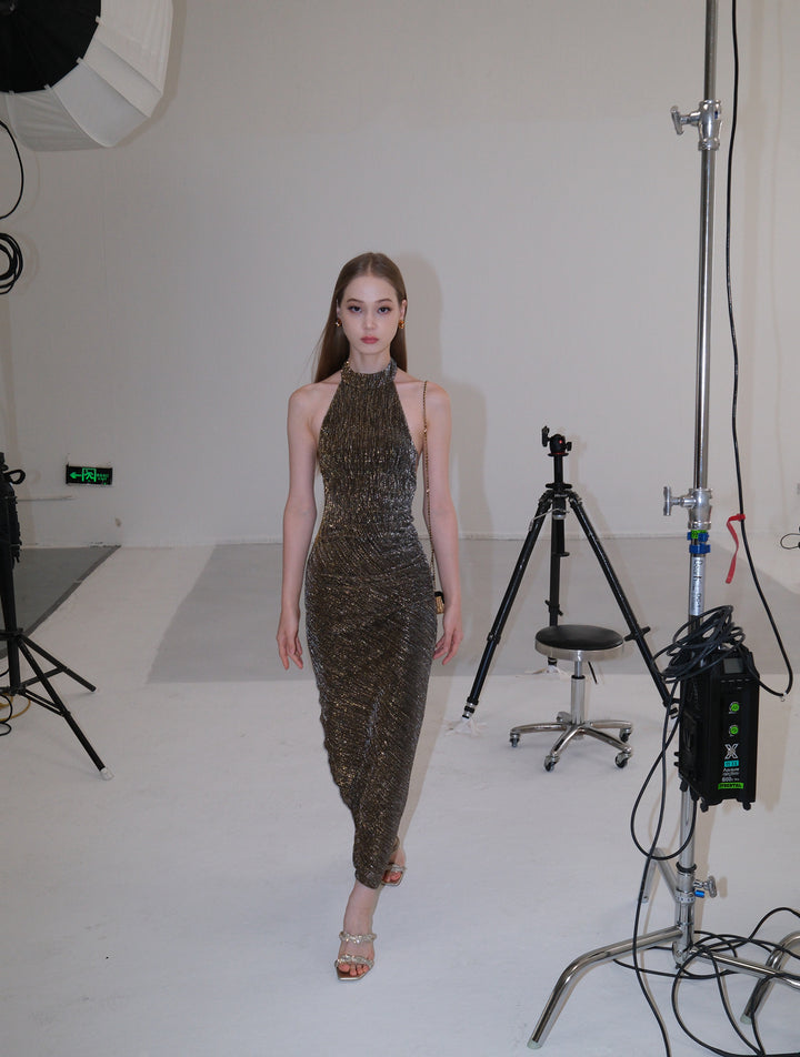 Golden Glimmer Halter Dress & Top SNTT0255