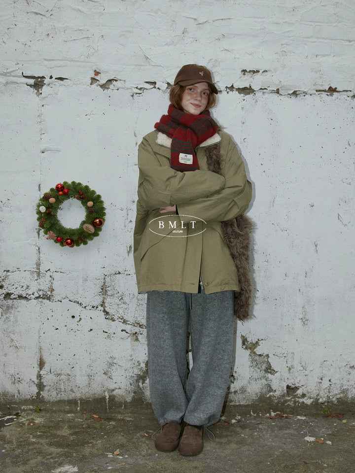 BMLT [Rock Sugar Flower Tea] Korean autumn and winter wool gray elastic waist loose straight thickened casual sweatpants