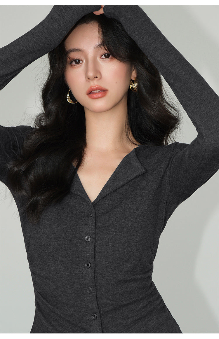 V-Collar Slim Fit Knit Top NHKT0252