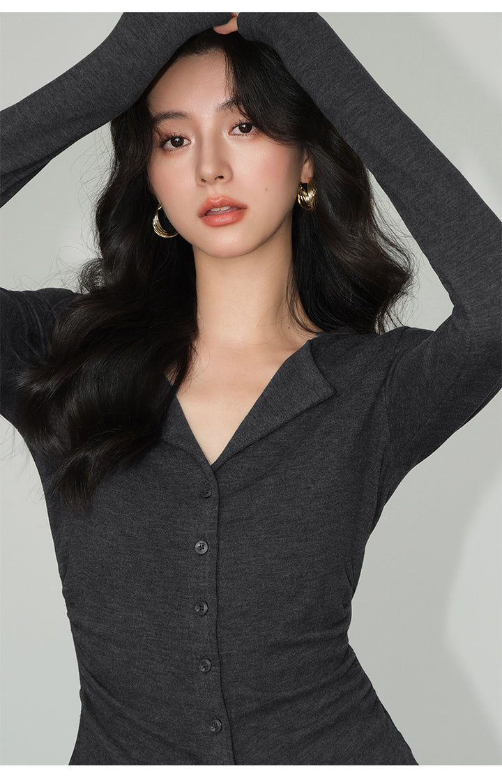 V-Collar Slim Fit Knit Top NHKT0252