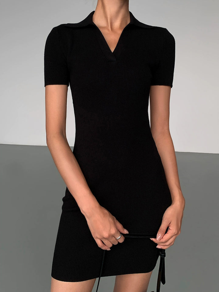 Sleek Allure Polo Knit Dress OUPD0246