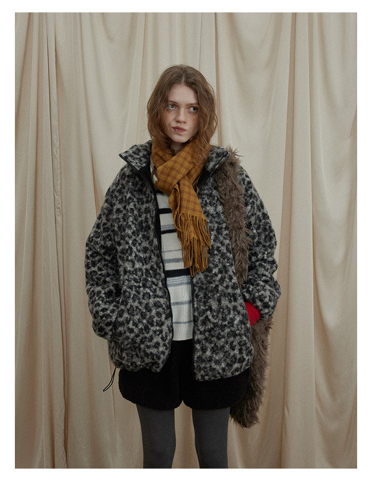 Leopard Pattern Woolen Jacket BMWJ0300