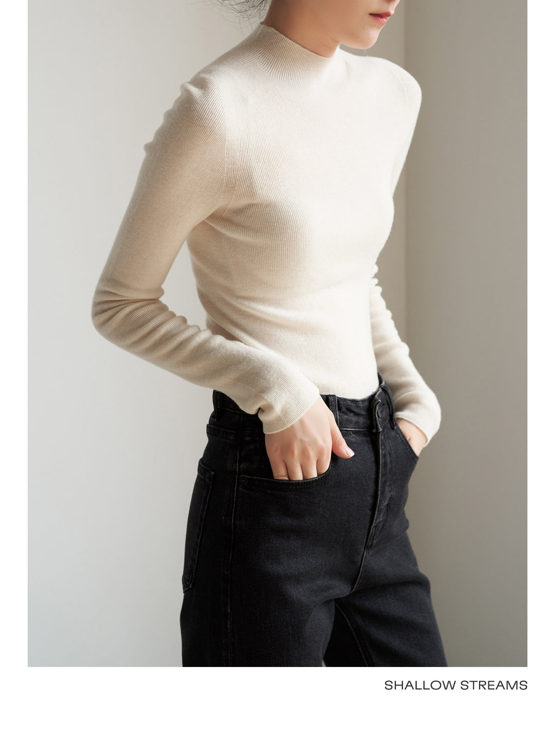 Silkline Merino Mock Neck Knit Top SSKT0316