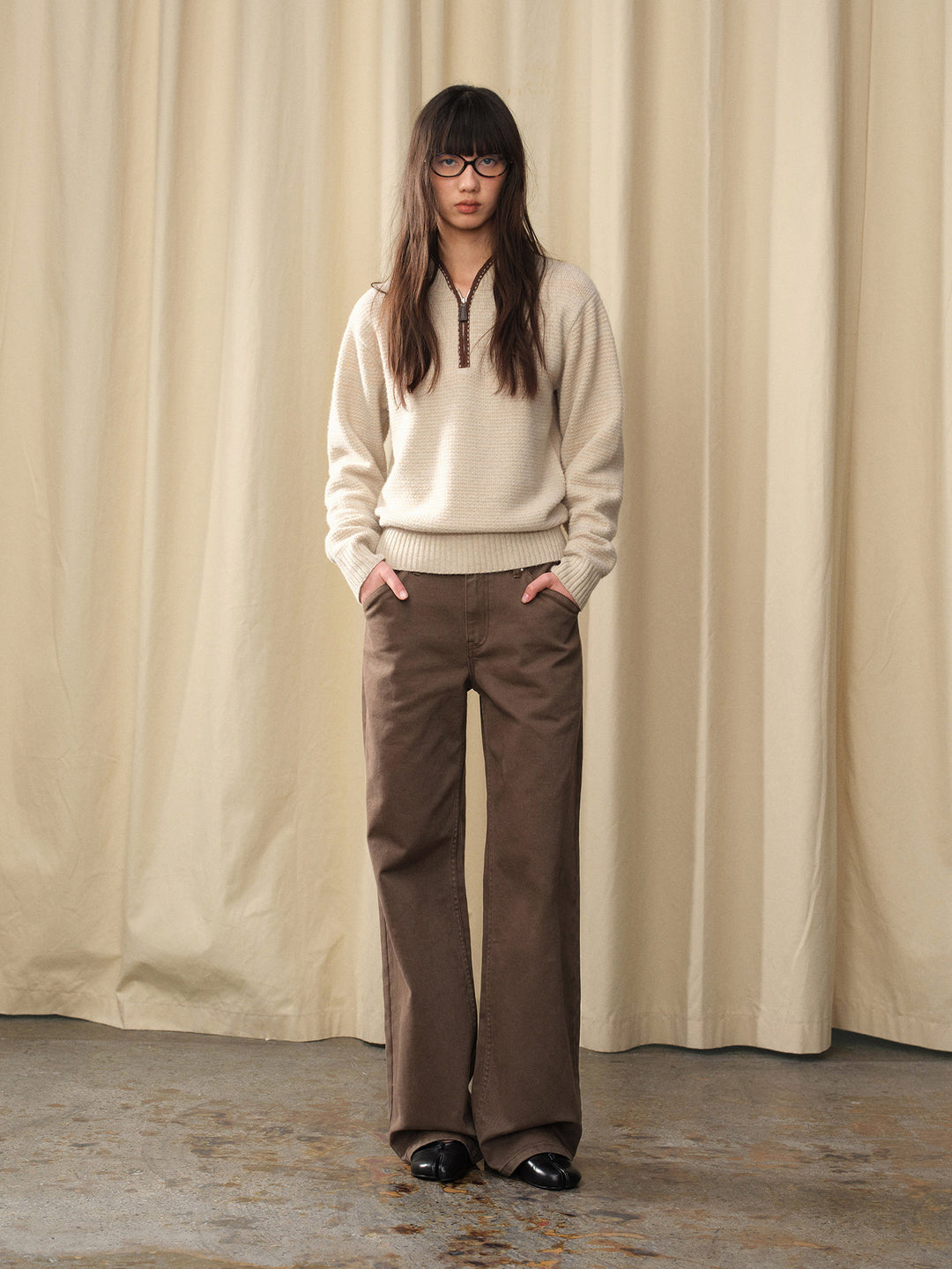 Vintage Cocoa Twill Straight-Leg Pants UUSP0310