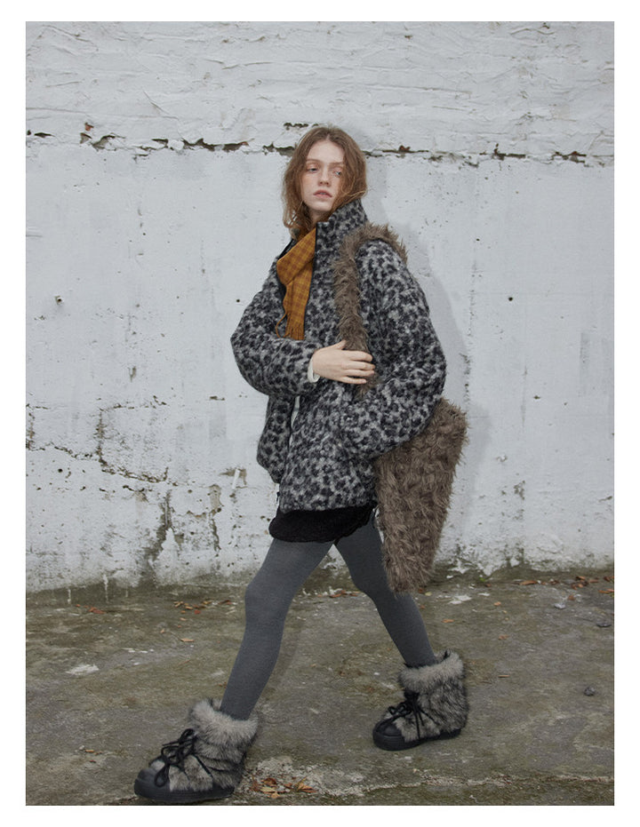 Leopard Pattern Woolen Jacket BMWJ0300