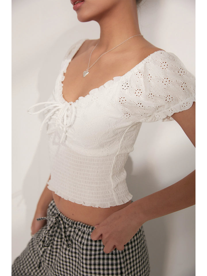 Sweet Ruffle Lace Crop Top DGCT0251