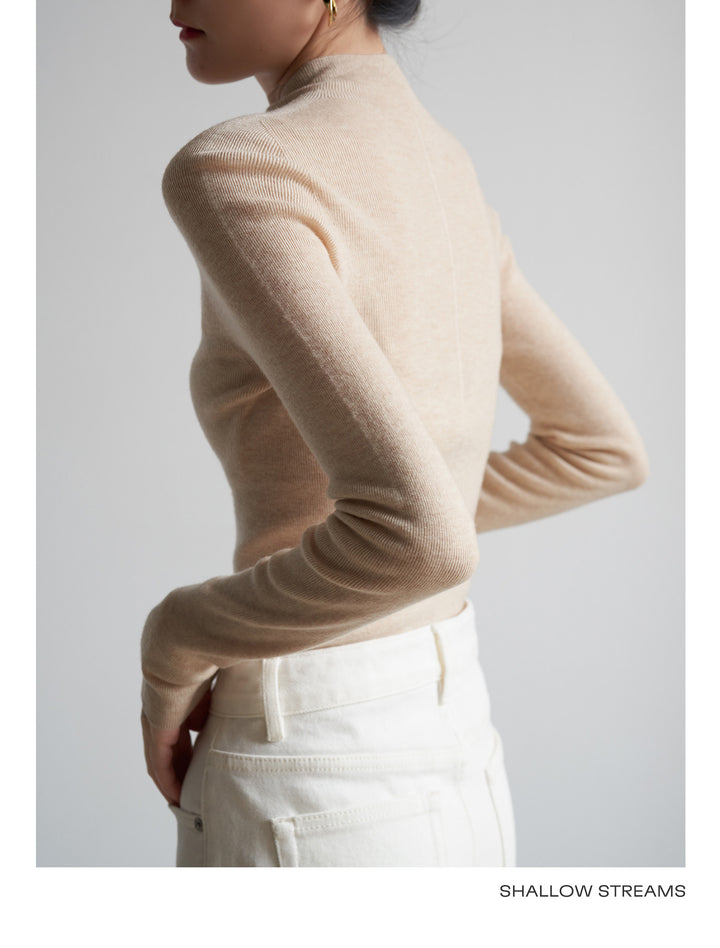 Silkline Merino Mock Neck Knit Top SSKT0316