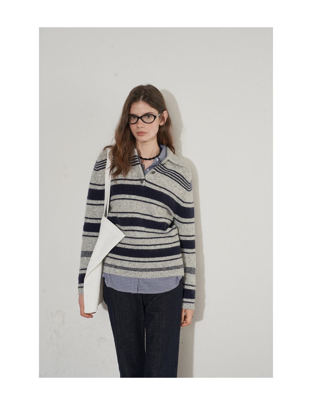 Cozy Stripe Polo Knit LCPK0264