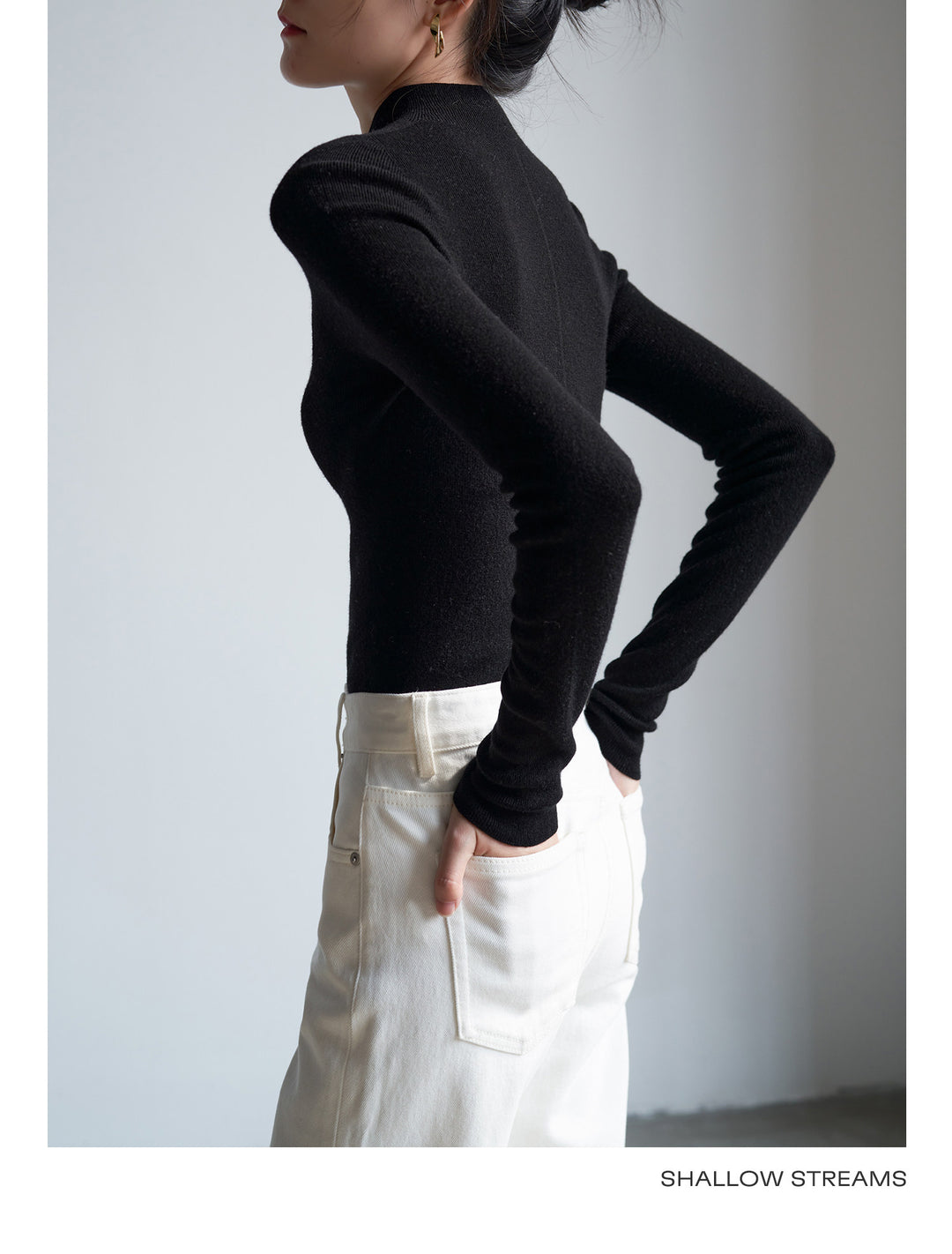 Silkline Merino Mock Neck Knit Top SSKT0316