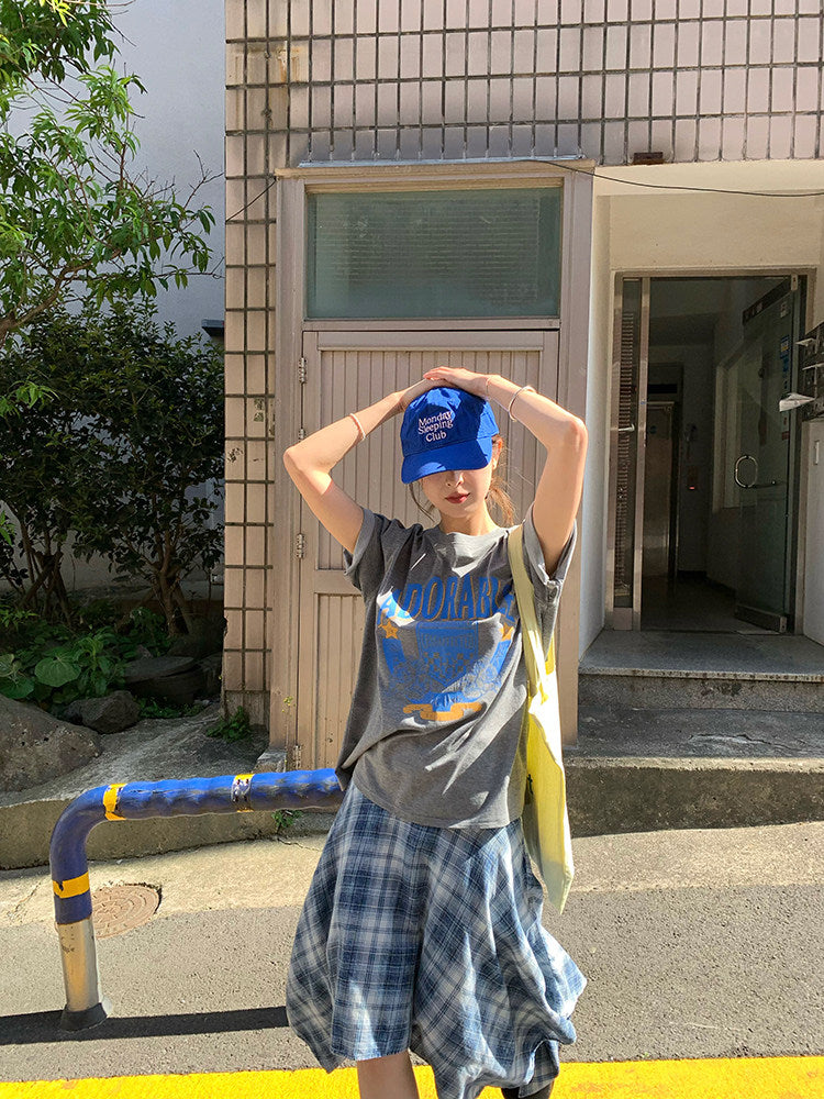 Vintage Asymmetry Check Skirt WSCS0336