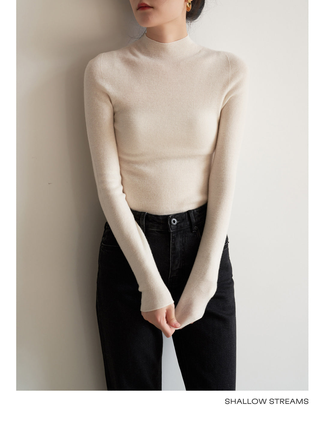 Silkline Merino Mock Neck Knit Top SSKT0316