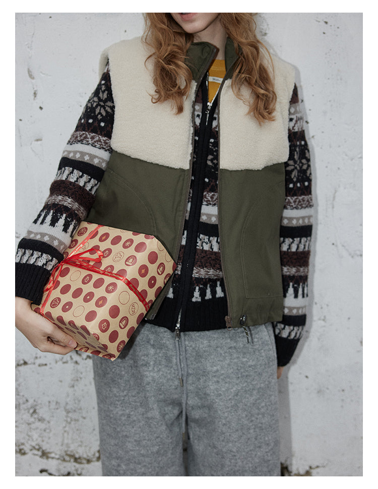 Olive Sherpa-Panel Utility Vest BMUV0298