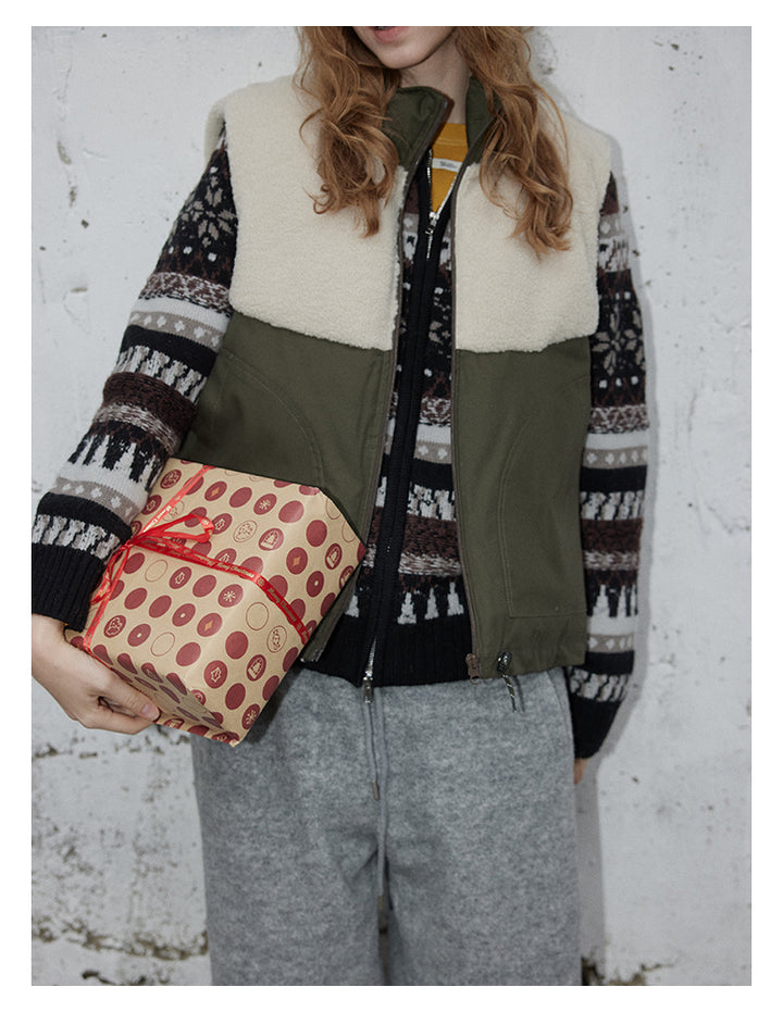 Olive Sherpa-Panel Utility Vest BMUV0298