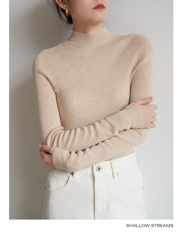 Silkline Merino Mock Neck Knit Top SSKT0316