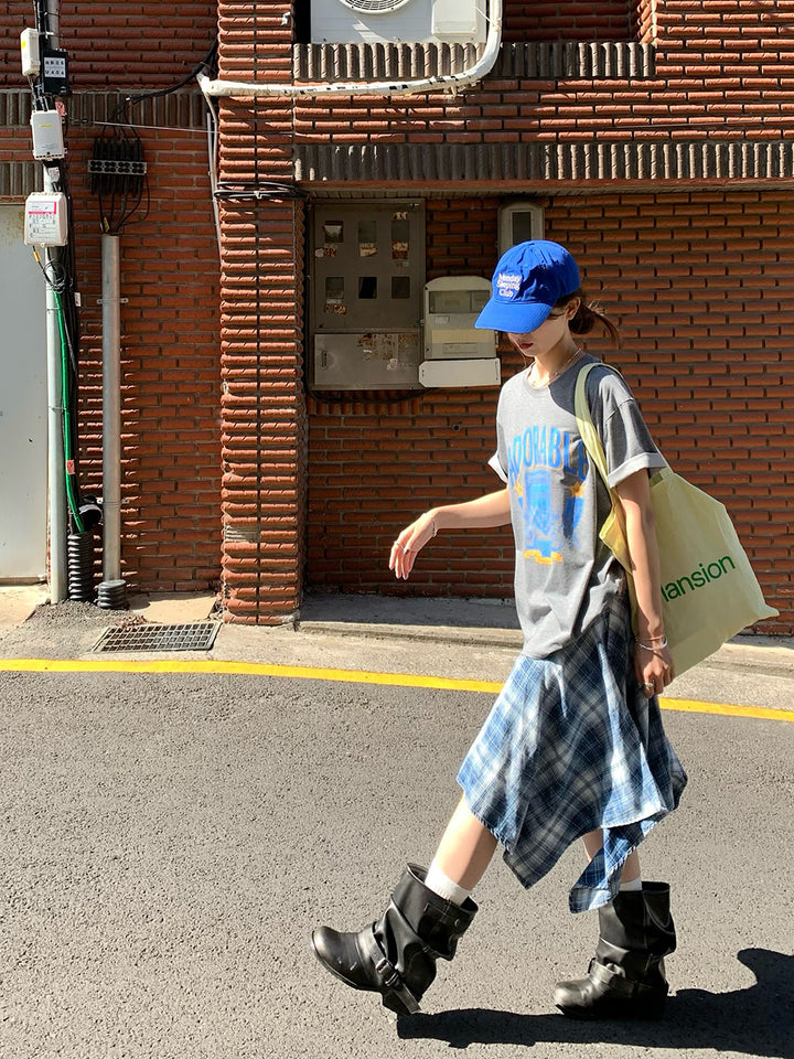 Vintage Asymmetry Check Skirt WSCS0336