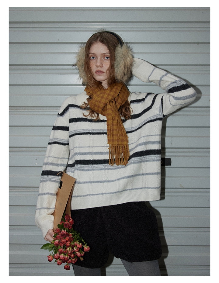 Winter Stripe Wool Knit Pullover BMKP0295