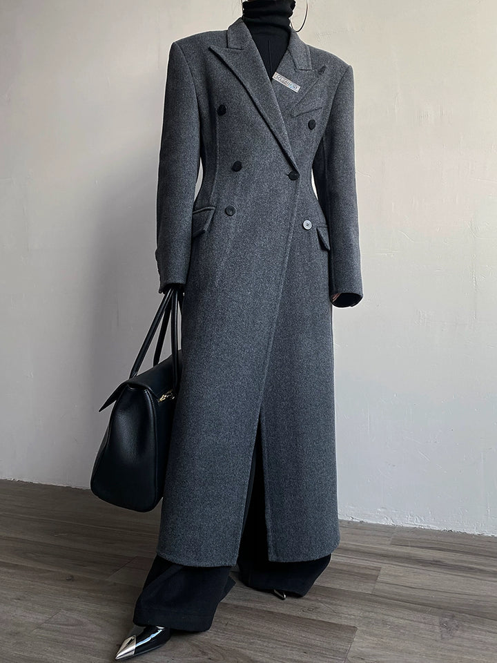 Double-Breasted Classic Wool Blend Coat ASCC0016