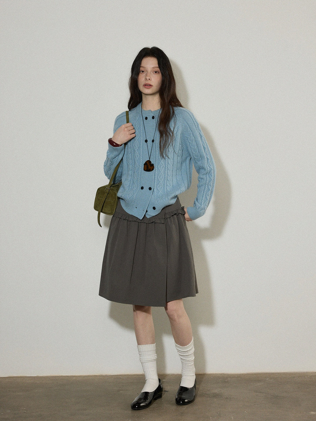 Vintage Cable Knit Double-Button Cardigan LCDC0314