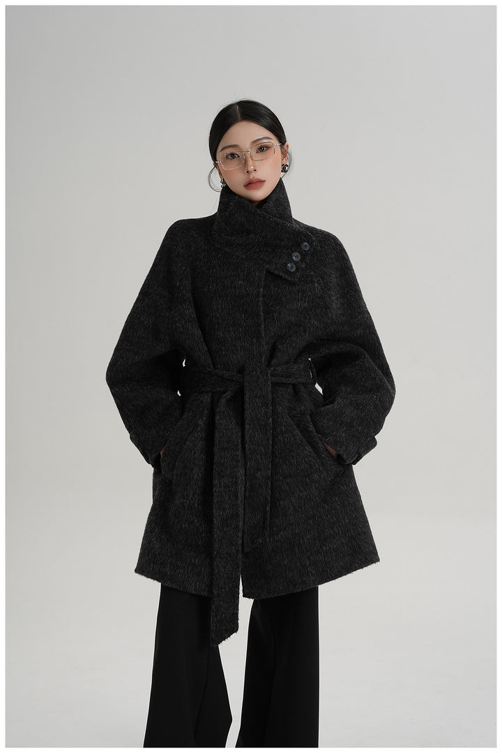 Softline Asymmetrical Wool Wrap Coat SRWC0319