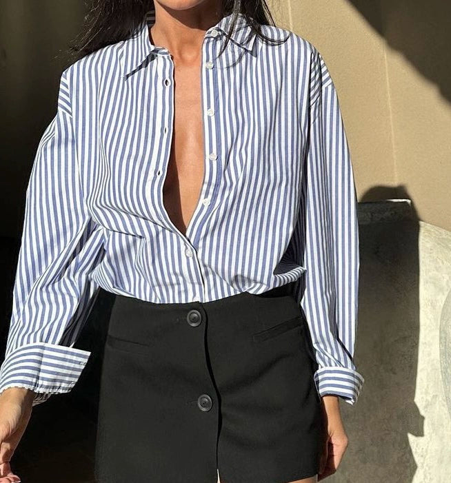 Classic Blue-White Striped Shirt NISS0124