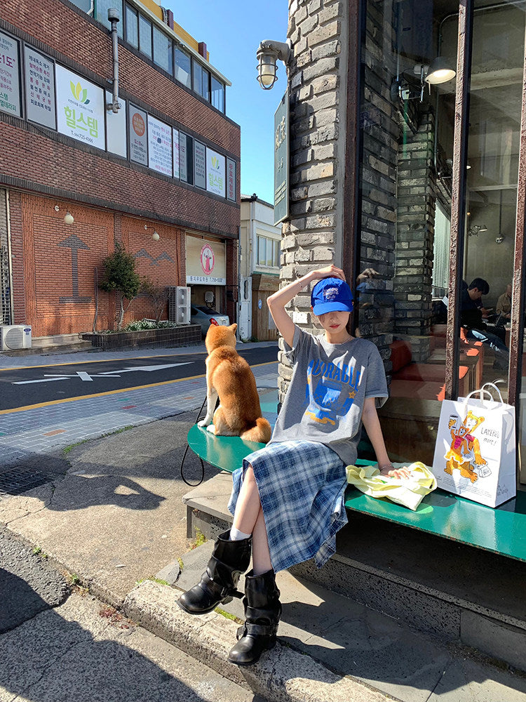 Vintage Asymmetry Check Skirt WSCS0336