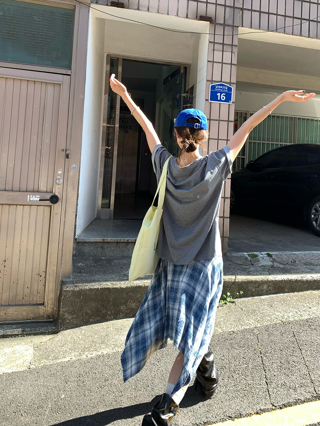 Vintage Asymmetry Check Skirt WSCS0336