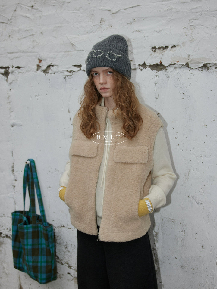 BMLT [Cloud Walk] Fall and Winter Stand Collar Thickened Zipper Jacket Fur Layered Warm Jacket