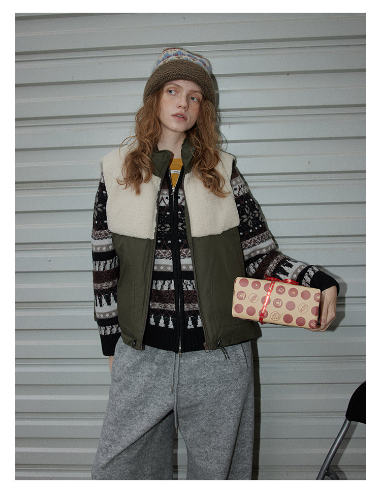 Olive Sherpa-Panel Utility Vest BMUV0298