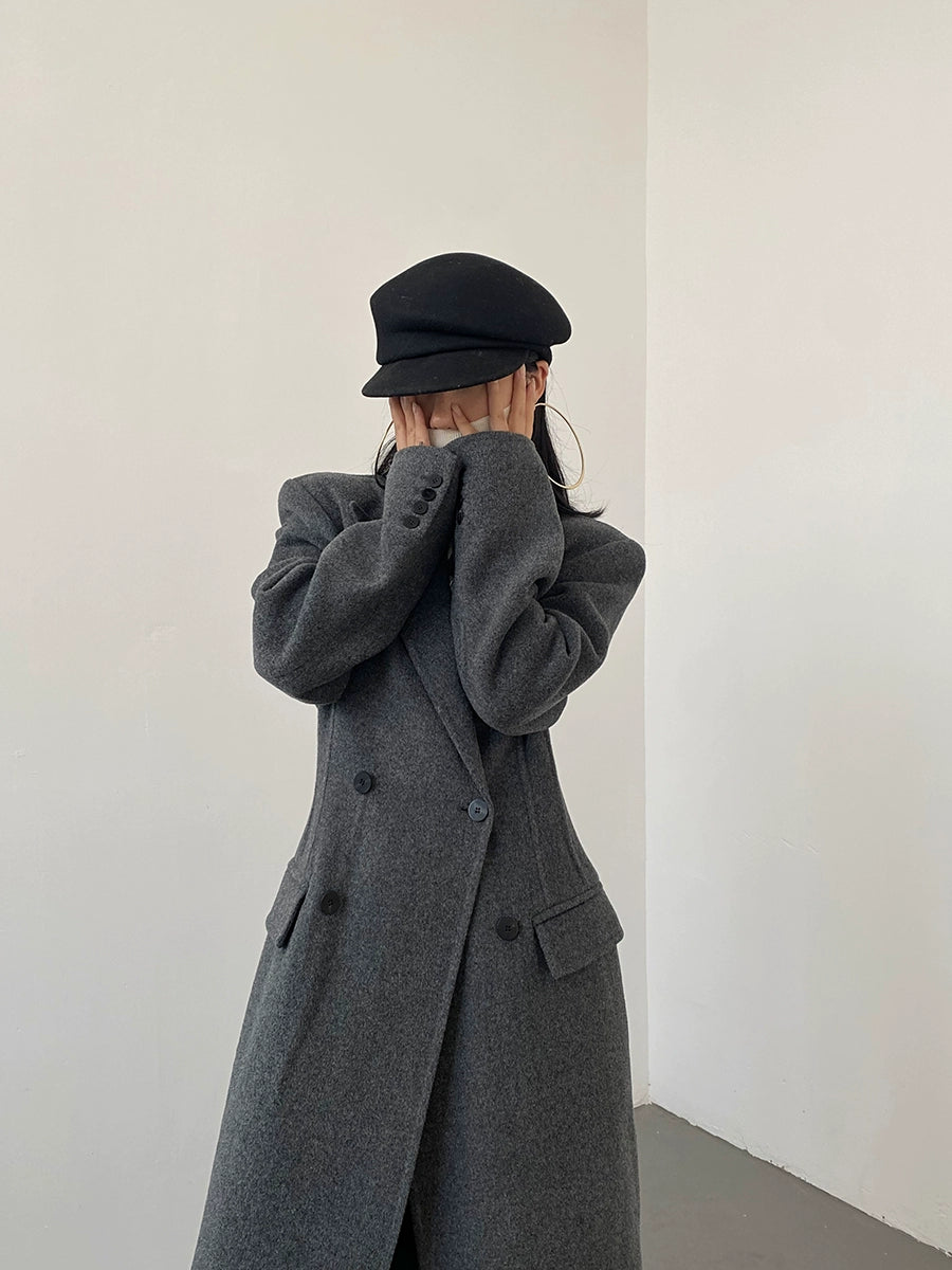 Double-Breasted Classic Wool Blend Coat ASCC0016