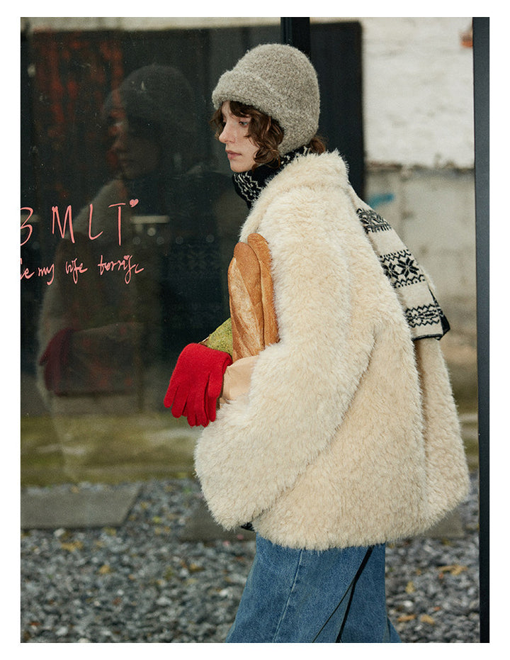 Soft Sherpa Faux Fur Button Jacket BMFJ0303