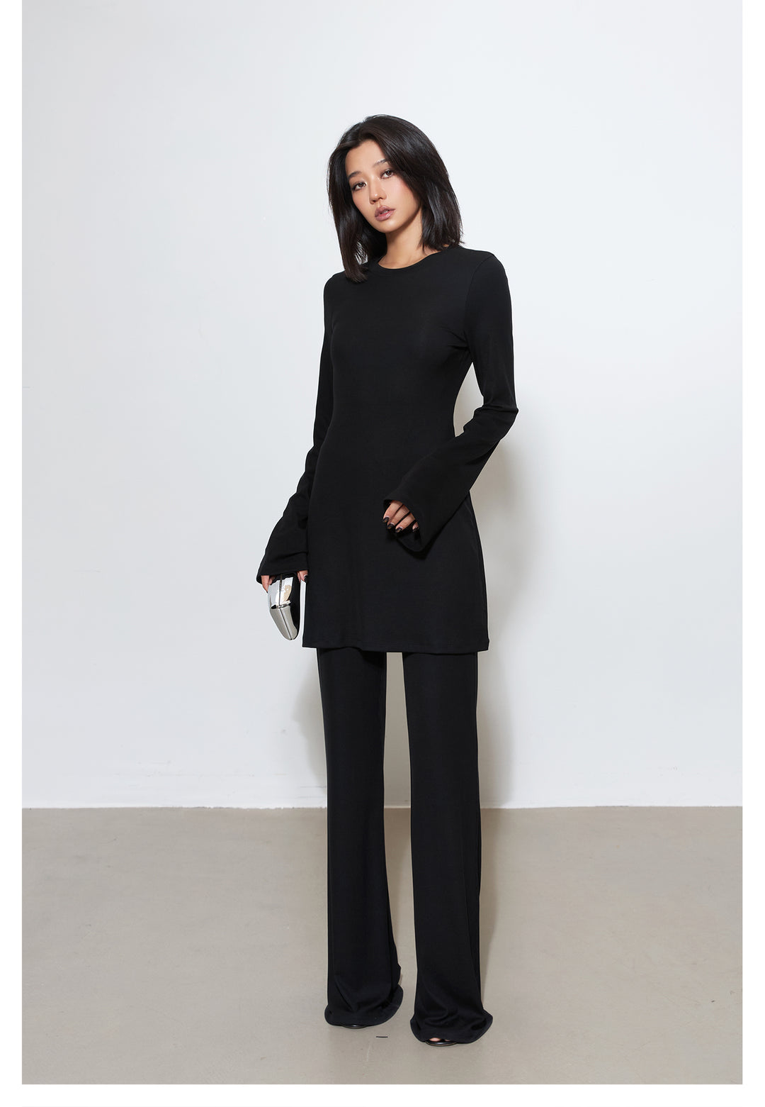 Luxe Ribbed Knit Dress & Flared Pants Set MSPS0254
