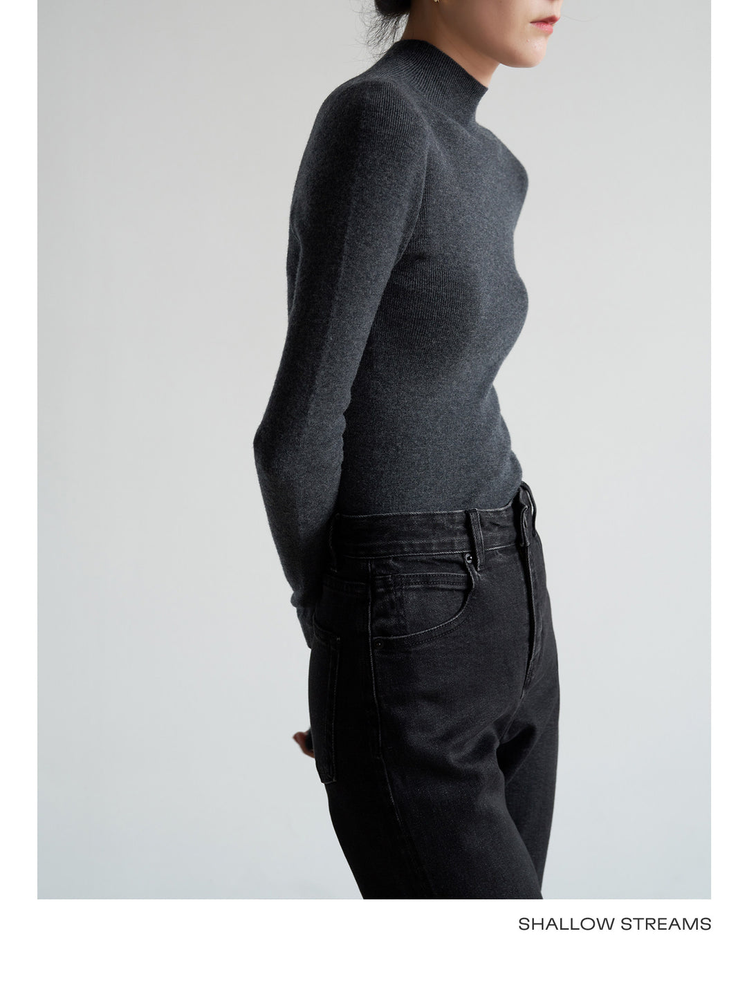 Silkline Merino Mock Neck Knit Top SSKT0316