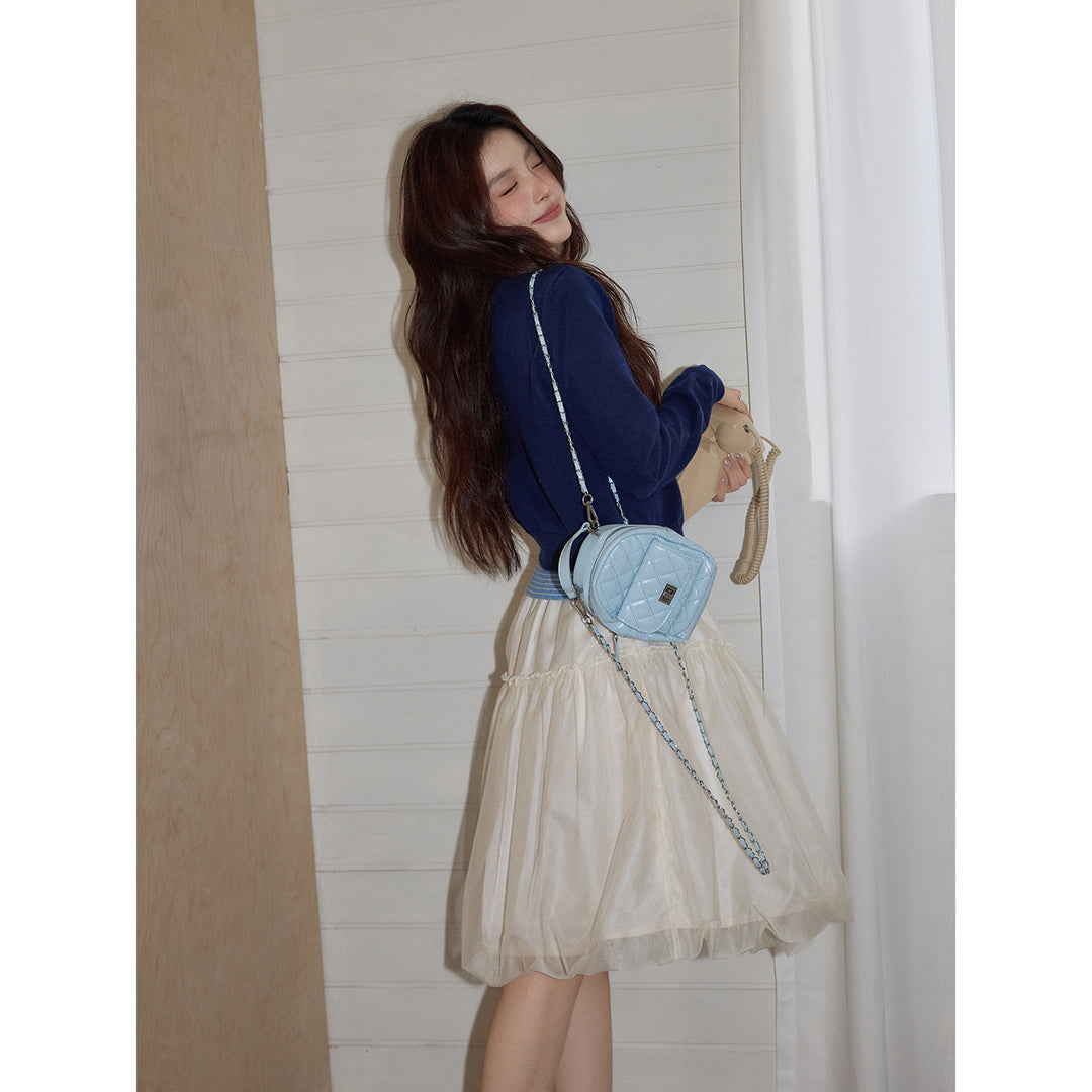 Ivory Cloud Tulle Midi Skirt KKMS0236