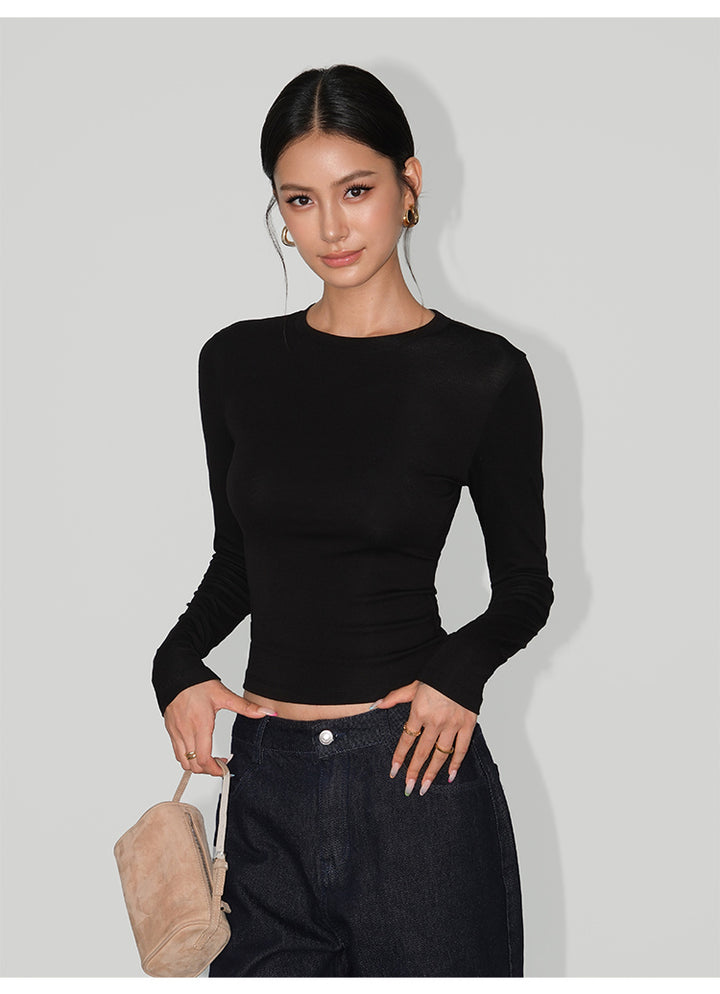 Sleek Fit Long Sleeve Round Neck Top NHRN0253