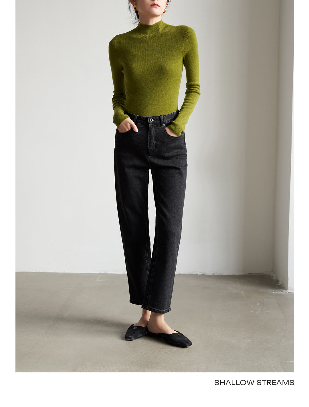 Silkline Merino Mock Neck Knit Top SSKT0316