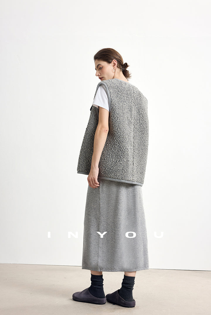 Soft Buttoned Wool Midi Skirt INMS0283