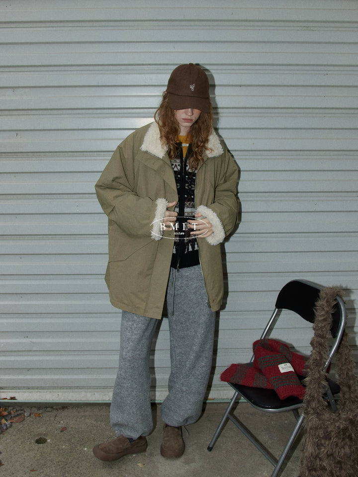 BMLT [Rock Sugar Flower Tea] Korean autumn and winter wool gray elastic waist loose straight thickened casual sweatpants