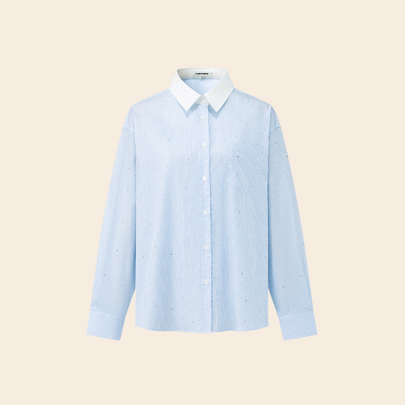 Crystal Striped Oversized Shirt CVSS0154