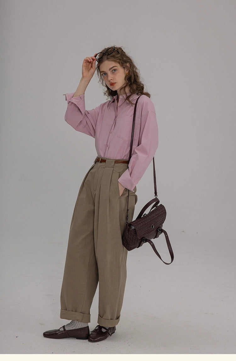 Vintage Cotton Oversized Button-Up Shirt DACS0108