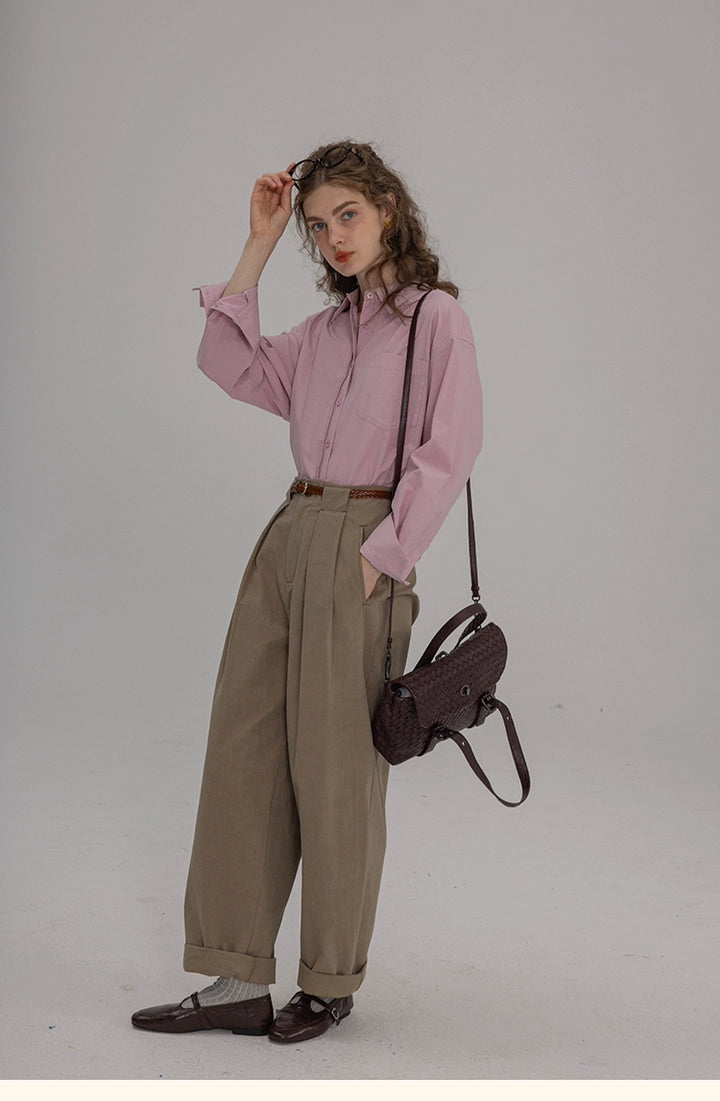 Vintage Cotton Oversized Button-Up Shirt DACS0108