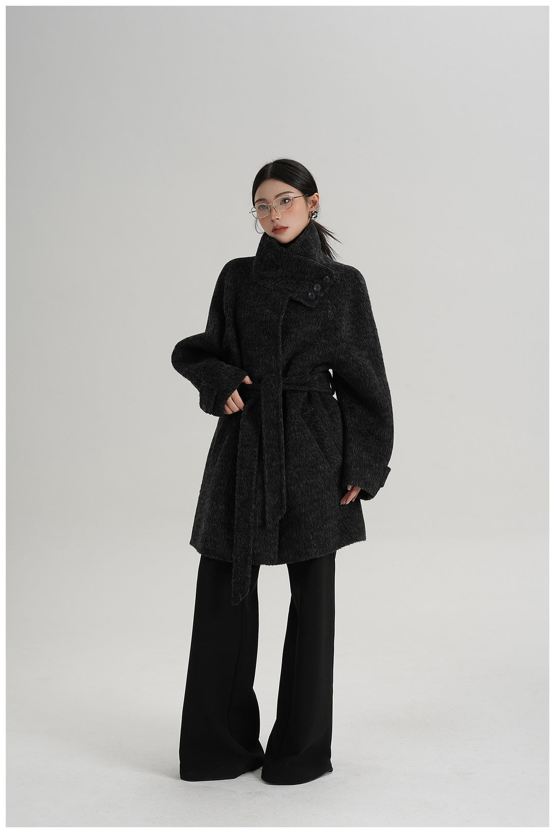 Softline Asymmetrical Wool Wrap Coat SRWC0319
