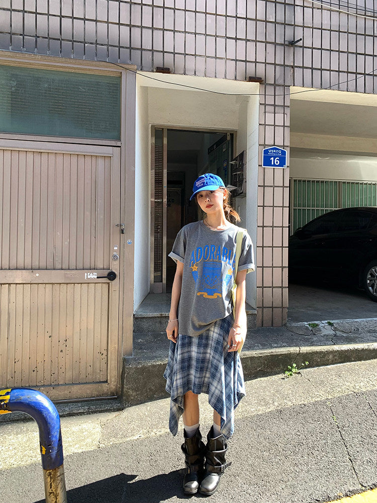 Vintage Asymmetry Check Skirt WSCS0336